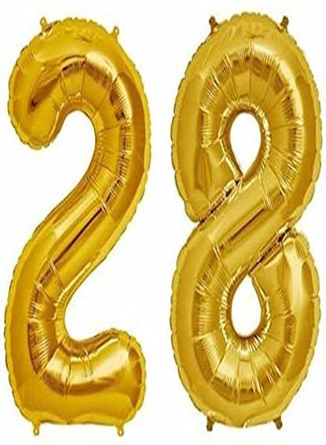 Balloonistics Gold Balloon Number for Party Decoration Choose Numbers Make Your Own Custom Numbers for Party with 16 inch Golden Color Foil Numbers (Number 28) - Image 1